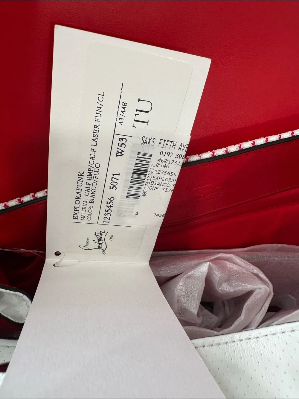 Christian Louboutin White and Neon Yellow Drawstring Backpack